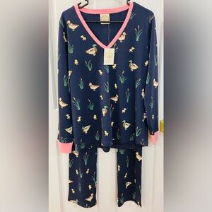 The Beaufort Bonnet Company Navy Pajama Set with Duck Print